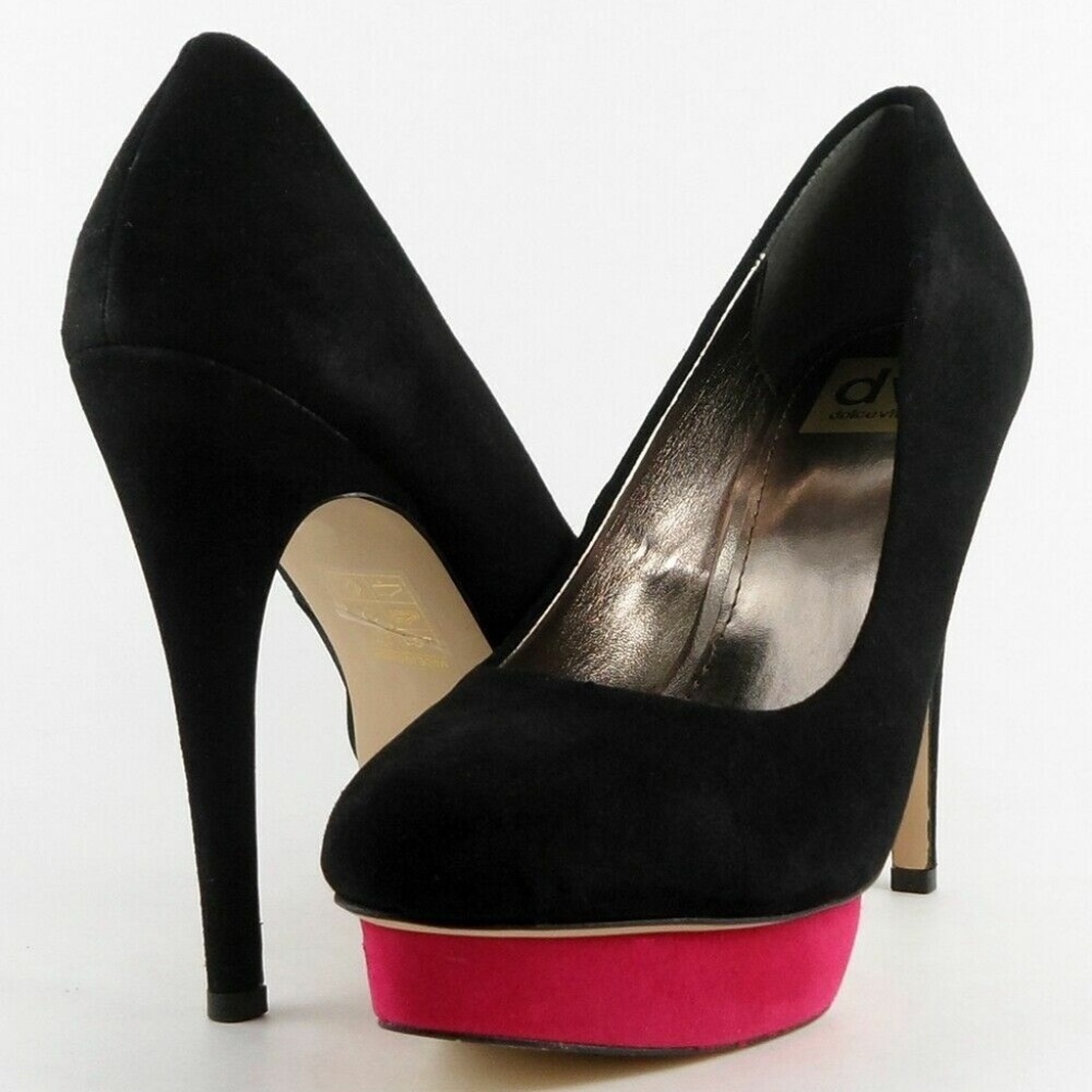 NEW IN BOX DV Dolce Vita Shoes Boston Suede Color Block Pumps Black Pink